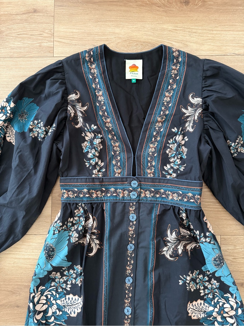 FARM RIO BLOSSOM TAPESTRY MIDI/MAXI DRESS MEDIUM - Picture 4 of 8